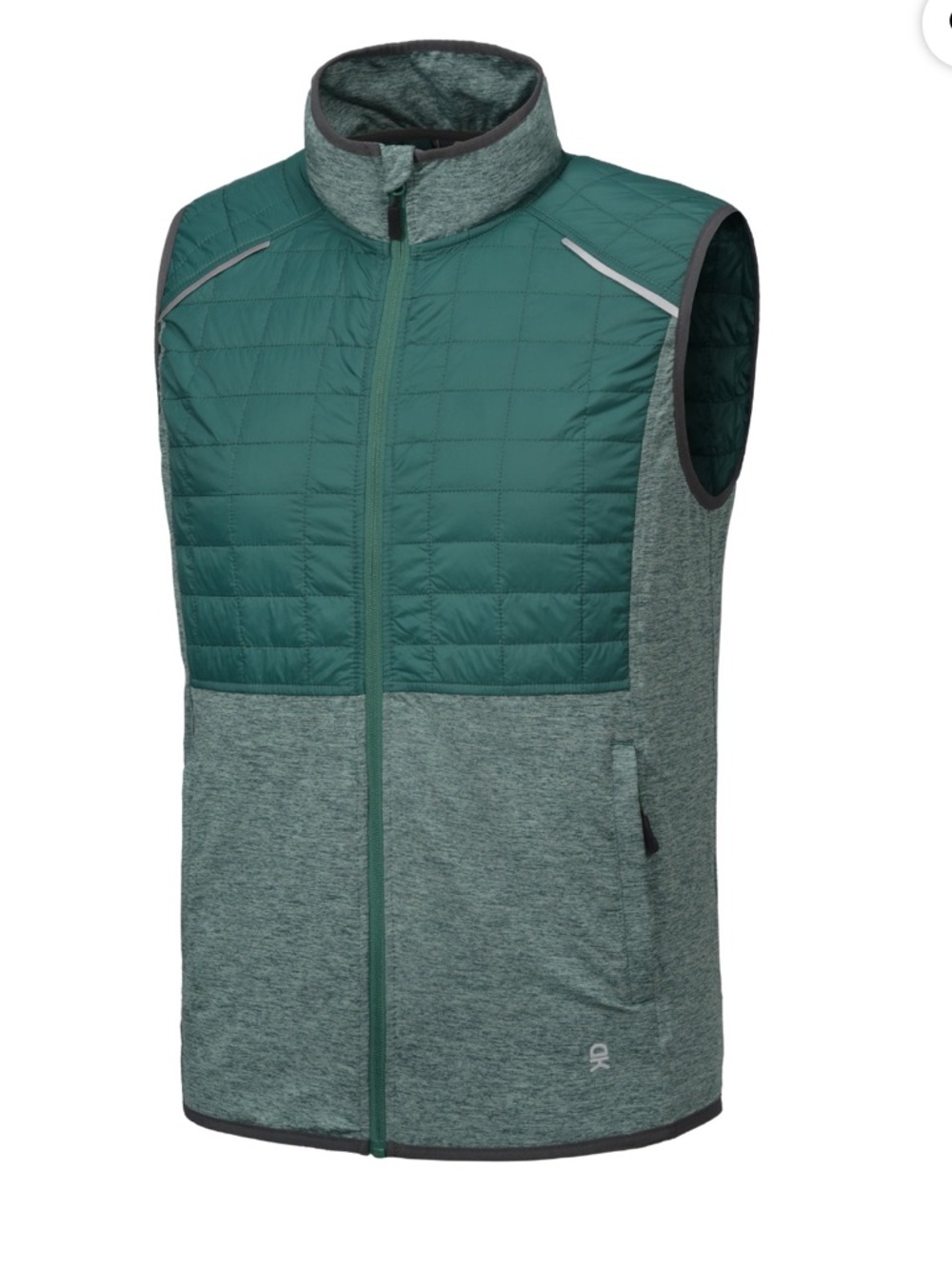 Men's Teal Quilted Vest with Heathered Collar